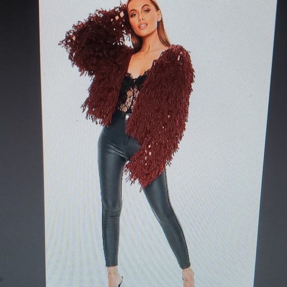 Missguided Sweaters - Missguided  wine shaggy cardigan NWT S